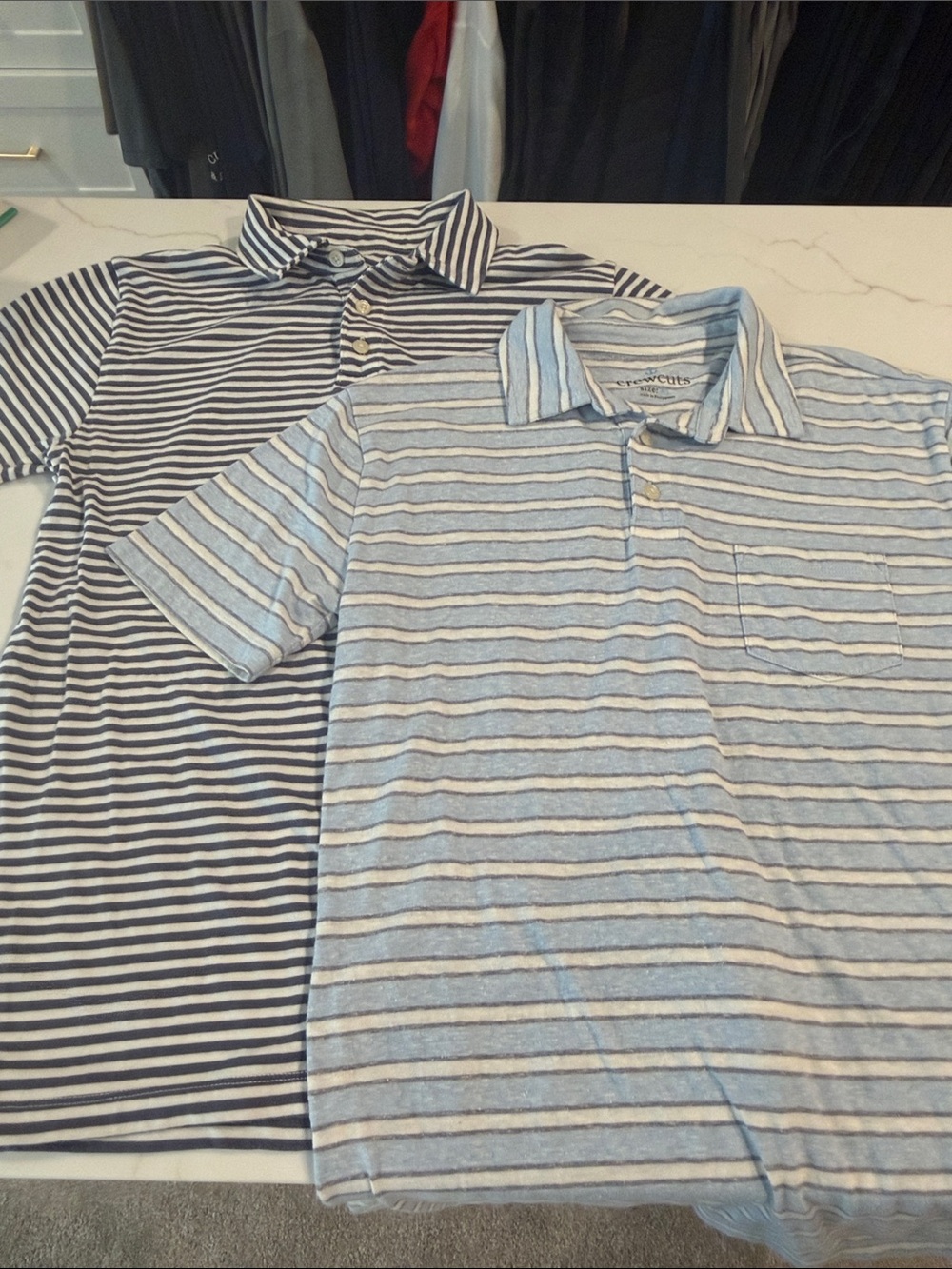 Jcrew Crewcuts Two-Pack Striped Polo Shirts - Light Blue & Navy XL